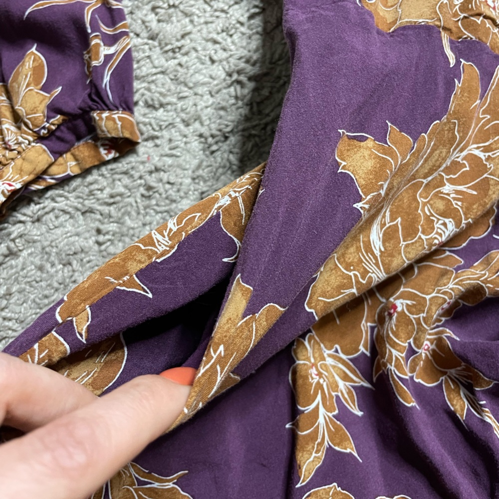 Free People Shake It Purple Fall Floral Mini Dress w pockets S - Picture 5 of 8